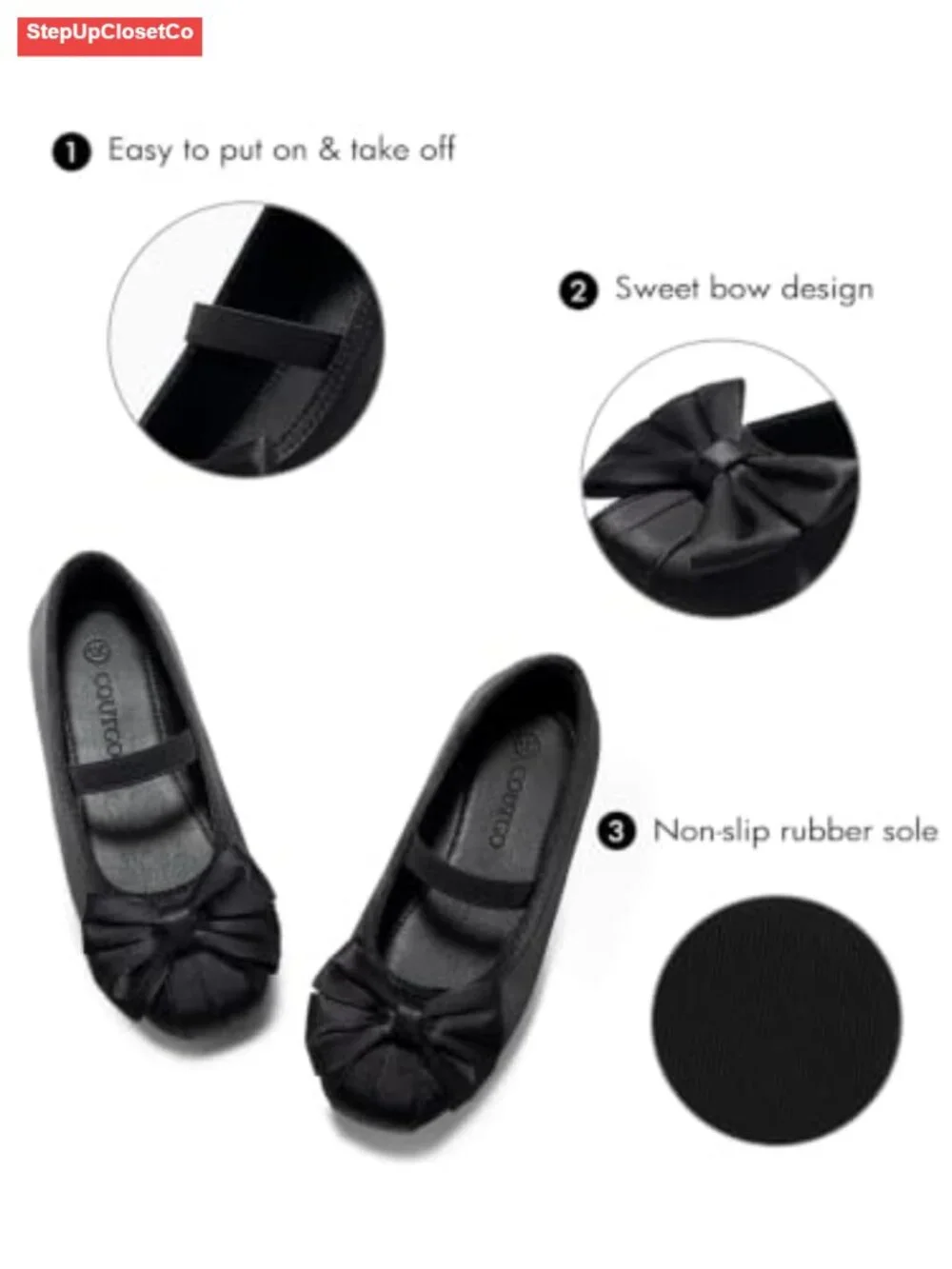 Girls Satin Ballet Flats Square Toe Bow Mary Jane Dress Shoes